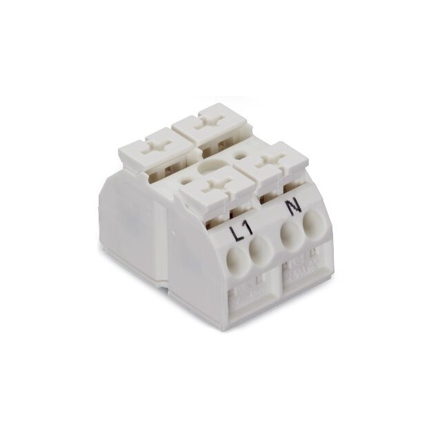 Wago 862-1652 4-Leiter-Geräteanschlussklemme 2-polig L1-N 4 mm² weiß