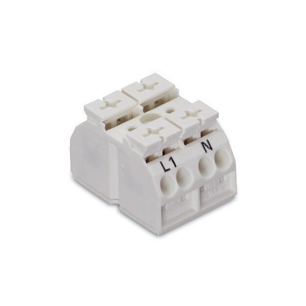 Wago 862-1662 4-Leiter-Geräteanschlussklemme 2-polig L1-N 4 mm² weiß