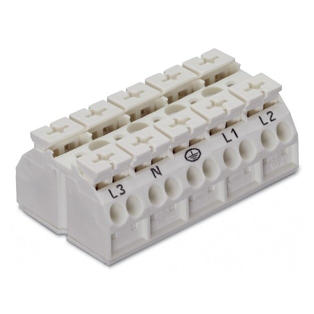 Wago 862-2605 4-Leiter-Geräteanschlussklemme 5-polig L3-N-PE-L1-L2 4 mm² weiß