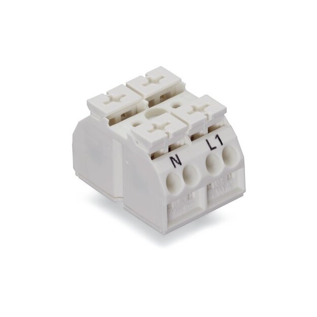 Wago 862-2632 4-Leiter-Geräteanschlussklemme 2-polig N-L1 4 mm² weiß