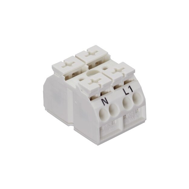 Wago 862-2662 4-Leiter-Geräteanschlussklemme 2-polig N-L1 4 mm² weiß