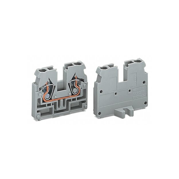 Wago 869-351 2-Leiter-Endklemme mit Befestigungsflansch M4 2,5 mm² grau
