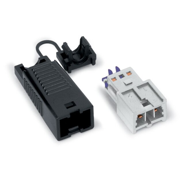 Wago 893-1032 Stecker mit Zugentlastungsgehäuse 2-polig Kodierung F lichtgrau