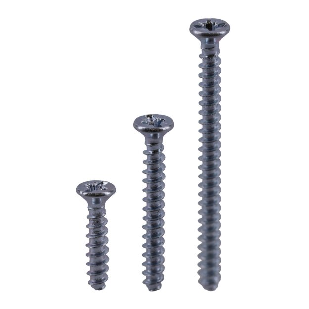 Voxura Set Geräteschrauben PZ1 / Schlitz 100 x 3,2x15 mm, 100 x3,2x25 mm, 100 x 3,2x40 mm