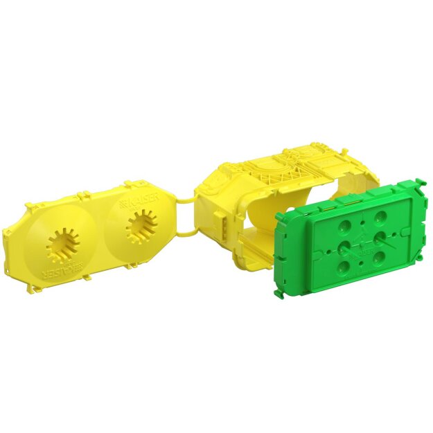 Kaiser 1269-03 Betonbau B1 Gerätedose 2-teilig für italienische Einbaugeräte 3 Module Tiefe 91 mm mit Prefix Flügel-Aufnahme