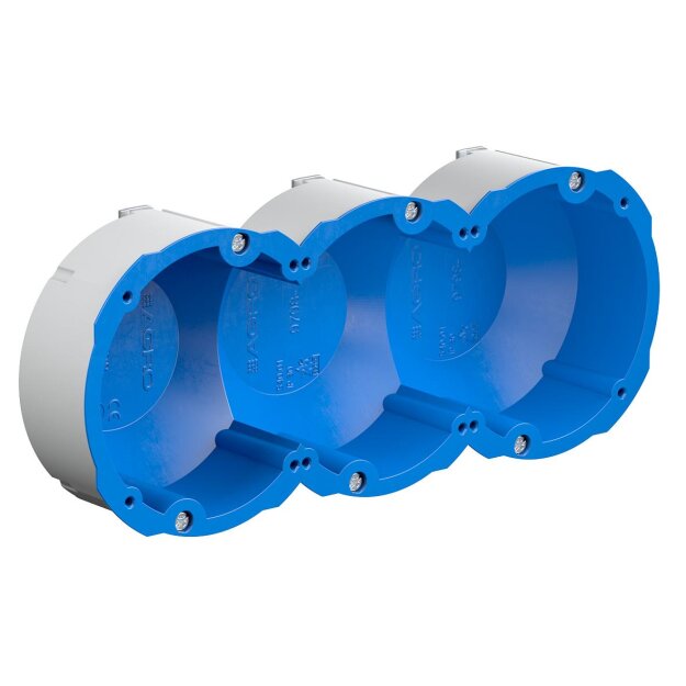 Kaiser 9798-77.03 Quickbox Schallschutz 3x1 Hohlwanddose für schweizer Geräteeinsätze 205 x 83 x 50 mm
