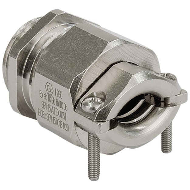Kaiser EX1803.80.63.500 Kabelverschraubung Progress EMV Messing KB M63x1.5 Ex e II Kabel Ø 46.0-50.0 mm mit Kontakthülse und Klemmbacken