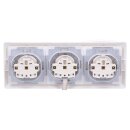 Busch-Jaeger Allwetter 44 Set: 3x SCHUKO Steckdose mit Klappdeckel 20 EUGK-34-101 IP 44 + 3-fach Rahmen 2103-34 Alpinweiß