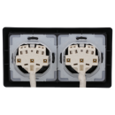 Busch-Jaeger Allwetter 44 Set: 2x SCHUKO Steckdose mit Klappdeckel 20 EUGK-35-101 IP 44 + 2-fach Rahmen 2102-35 Anthrazit