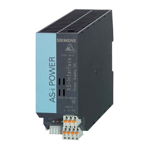 Siemens 3RX9501-0BA00 AS-I Netzteil IP20 out: AS-I DC30V 3A in: AC120V/230V mit Erdschlusserkennung