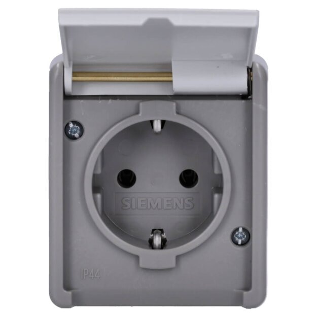 Siemens 5UB4711 DELTA fläche IP44 AP dunkelgrau/hellgrau Schuko-Steckdose 10/16A 250V
