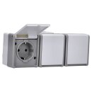 Siemens 5UB4731 DELTA fläche IP44 AP dunkelgrau/hellgrau Schuko-Steckdose 3-fach waagerecht