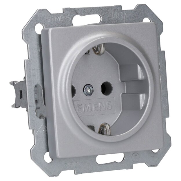 Siemens 5UB1931 DELTA i-system aluminiummetallic Schuko-Steckdose 10/16A 250V Mit schraubenlosen Anschlussklemmen
