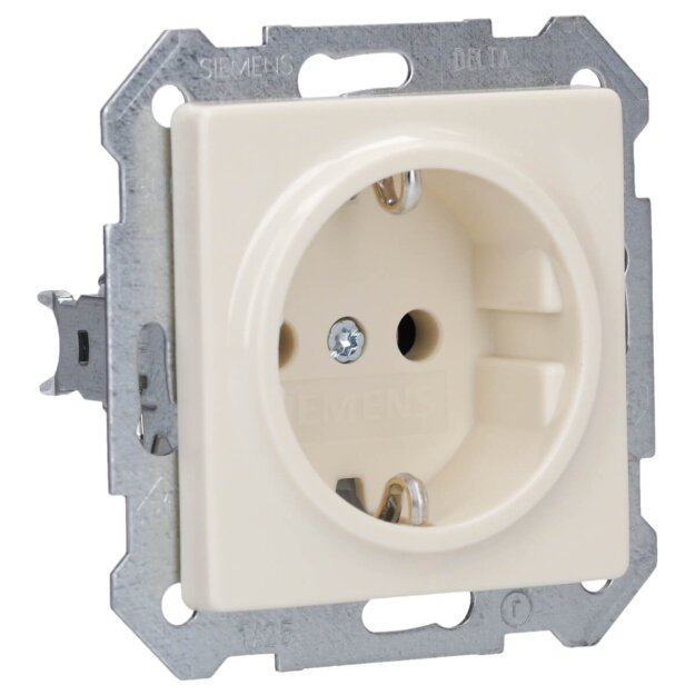 Siemens 5UB1551 DELTA i-system elektroweiß Schuko-Steckdose 10/16A 250V mit schraubenlosen Anschlussklemmen