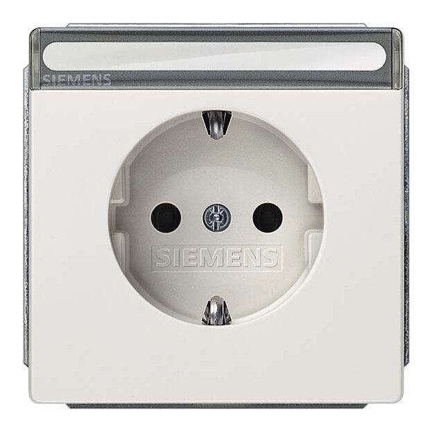 Siemens 5UB1857 DELTA style titanweiß Schuko-Steckdose 10/16A 250V mit Beschriftungsfeld