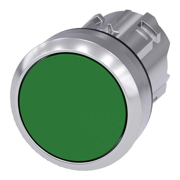 Siemens 3SU1050-0AB40-0AA0 Drucktaster 22mm rund Metall hochglanz grün Druckknopf