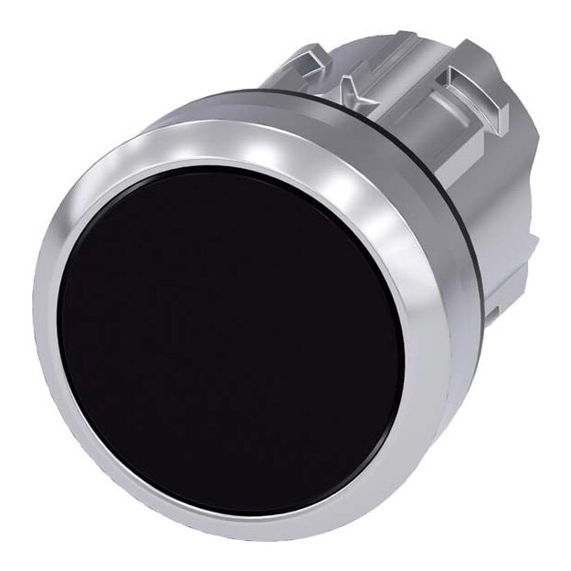Siemens 3SU1050-0AB10-0AA0 Drucktaster 22mm rund Metall hochglanz schwarz Druckknopf