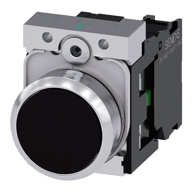 Siemens 3SU1150-0AB10-1BA0 Drucktaster 22mm rund Metall hochglanz schwarz Druckknopf 1S