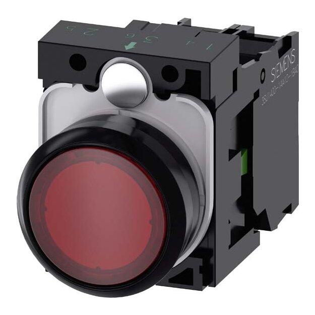 Siemens 3SU1102-0AB20-1BA0 Drucktaster beleuchtet 22mm rund Kunststoff rot 1S AC/DC 24V