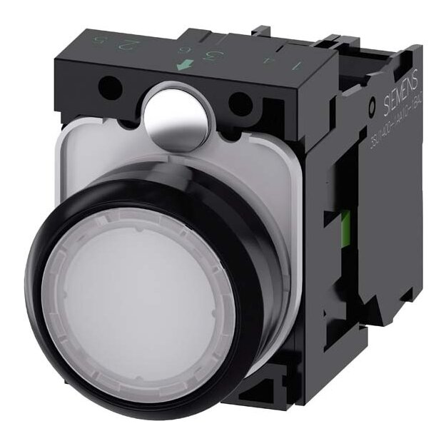 Siemens 3SU1102-0AB60-1BA0 Drucktaster beleuchtet 22mm rund Kunststoff weiß 1S AC/DC 24V