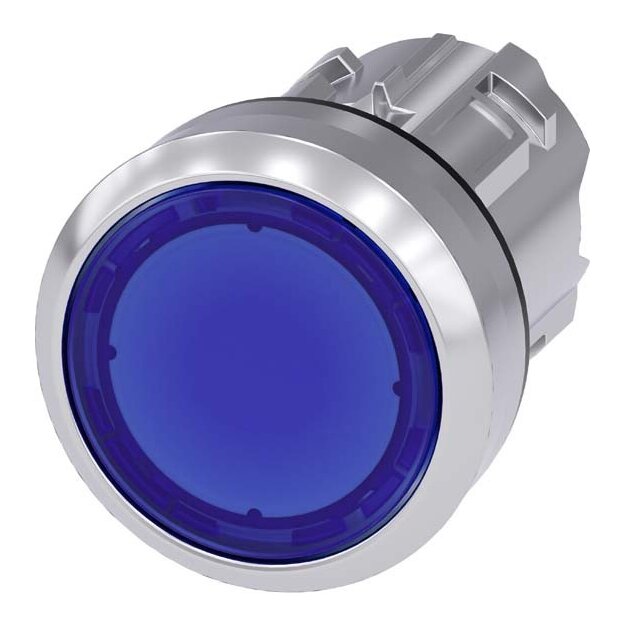 Siemens 3SU1051-0AB50-0AA0 Drucktaster beleuchtet 22mm rund Metall hochglanz blau Druckknopf