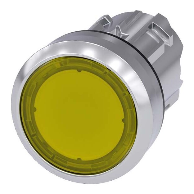 Siemens 3SU1051-0AB30-0AA0 Drucktaster beleuchtet 22mm rund Metall hochglanz gelb Druckknopf