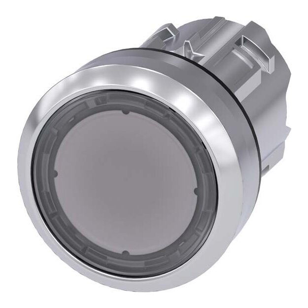 Siemens 3SU1051-0AB70-0AA0 Drucktaster beleuchtet 22mm rund Metall hochglanz klar Druckknopf