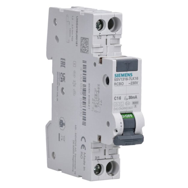 Siemens 5SV1316-7LK16 FI/LS kompakt 1P+N 6kA Typ A(G) 30mA C16