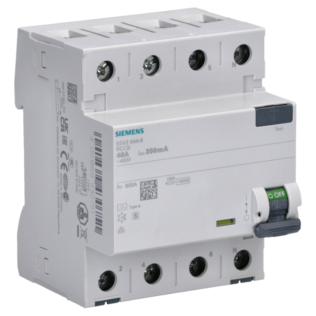 Siemens 5SV3644-8 FI-Schutzschalter 4-polig Typ A selektiv In: 40 A 300 mA Un AC: 400 V