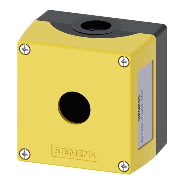 Siemens 3SU1801-0AA00-0AA2 Gehäuse für Befehlsgeräte 22mm rund Kunststoff gelb 1 Befehlsstelle