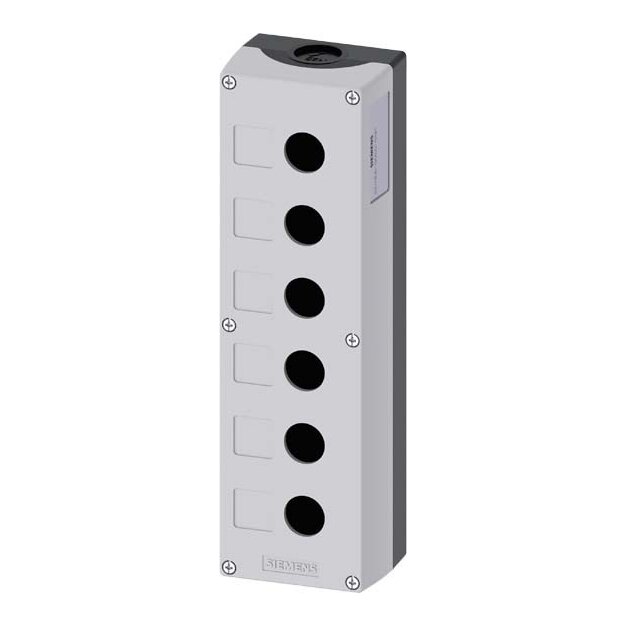 Siemens 3SU1806-0AA00-0AB1 Gehäuse für Befehlsgeräte 22mm rund Kunststoff grau 6 Befehlsstellen