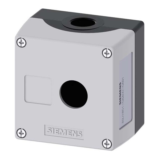 Siemens 3SU1851-0AA00-0AB1 Gehäuse für Befehlsgeräte 22mm rund Metall grau 1 Befehlstelle