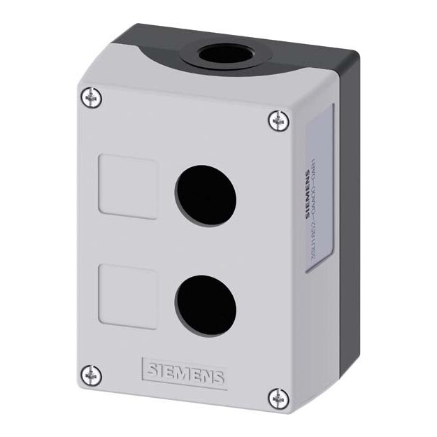 Siemens 3SU1852-0AA00-0AB1 Gehäuse für Befehlsgeräte 22mm rund Metall grau 2 Befehlstellen