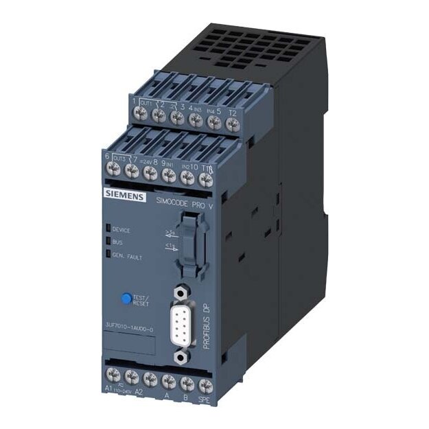 Siemens 3UF7010-1AU00-0 Grundgerät 2 SIMOCODE pro V PROFIBUS-DP-Schnittstelle 12 MBit/s RS485 4E/3A