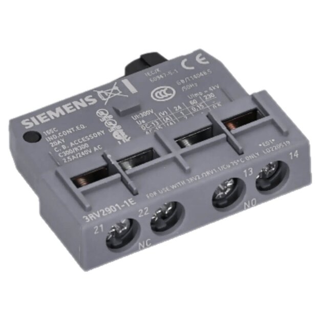 Siemens 3RV2901-1E Hilfsschalter querliegend 1S+1Ö für Leistungsschalter S00/S0