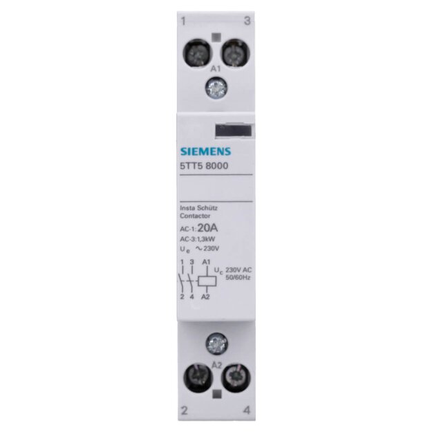 Siemens 5TT5800-0 INSTA-Schütz mit 2 Schließern Kontakt für AC 230V 400V 20A Ansteuerung AC 230V