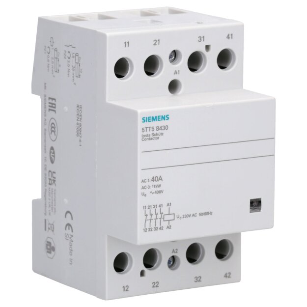 Siemens 5TT5843-0 INSTA-Schütz mit 4 Öffnern Kontakt für AC 230V 400V 40A Ansteuerung AC 230V