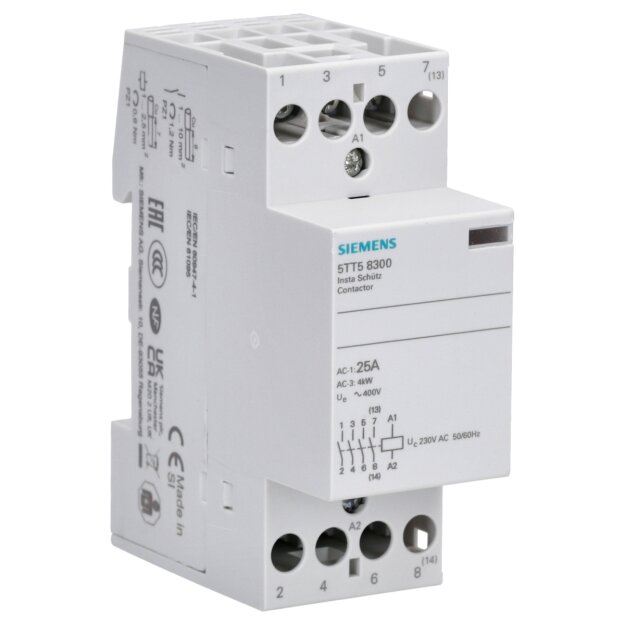 Siemens 5TT5830-0 INSTA-Schütz mit 4 Schließern Kontakt für AC 230V 400V 25A Ansteuerung AC 230V