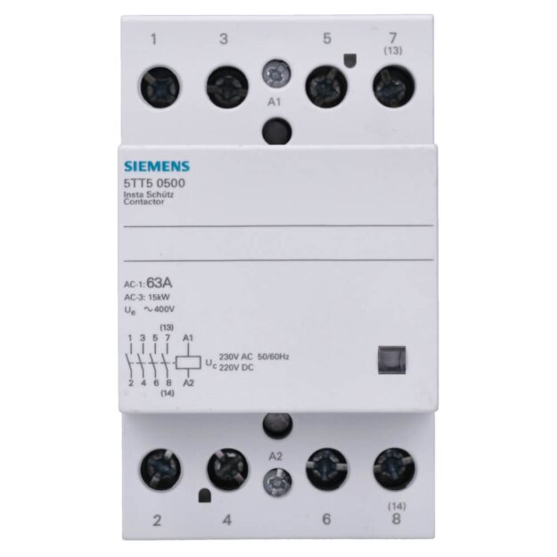 Siemens 5TT5050-0 INSTA-Schütz mit 4 Schließern Kontakt für AC 230V 400V 63A Ansteuerung AC 230V DC 220V