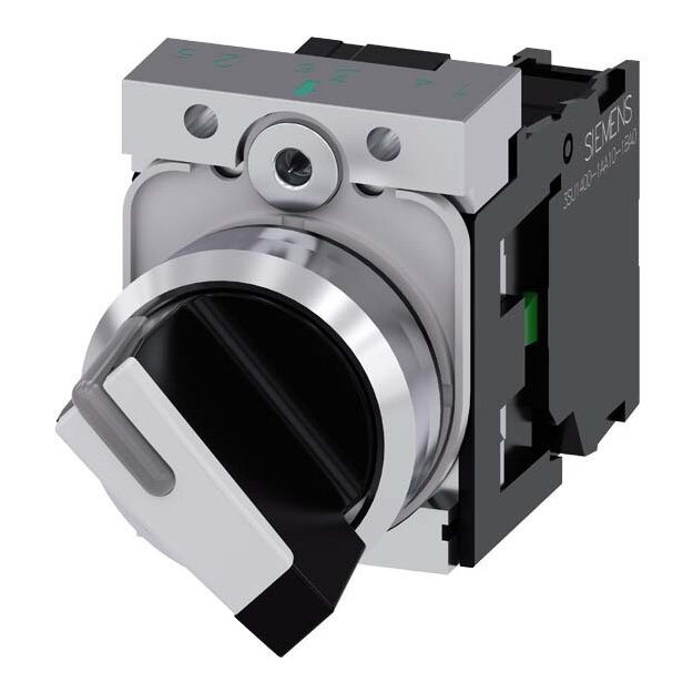 Siemens 3SU1150-2BF60-1BA0 Knebelschalter beleuchtbar 22mm rund Metall hochglanz weiß 1S