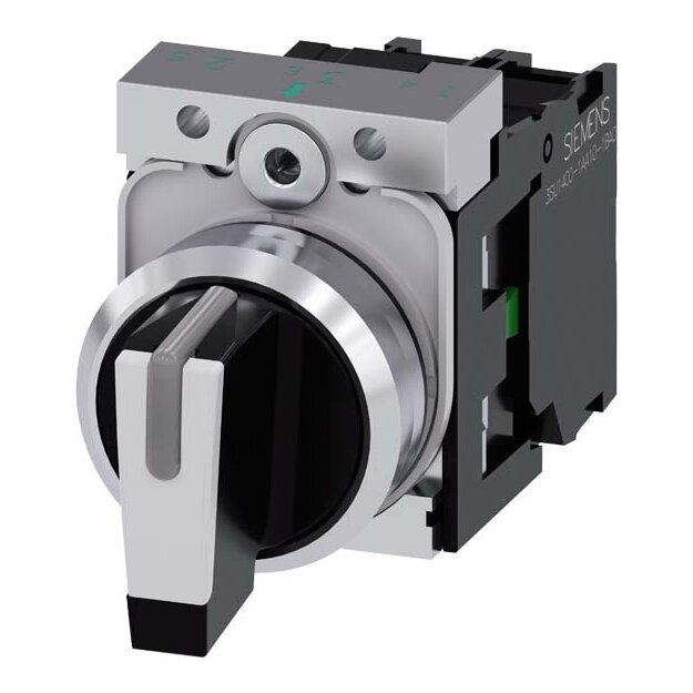 Siemens 3SU1150-2BL60-1NA0 Knebelschalter beleuchtbar 22mm rund Metall hochglanz weiß 1S 1S