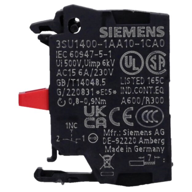 Siemens 3SU1400-1AA10-1CA0 Kontaktmodul mit 1 Schaltglied 1Ö
