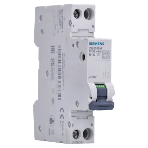 Siemens 5SL6016-6 LEITUNGSSCHUTZSCHALTER 230V 6KA 1+N-polig/1TE B16