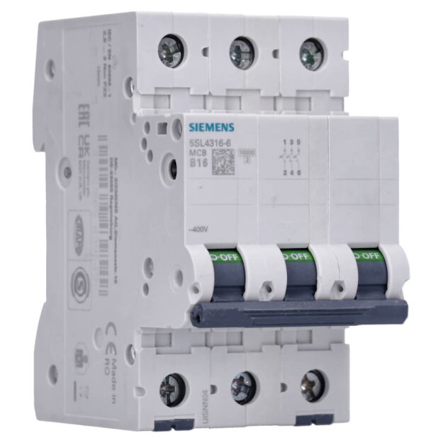 Siemens 5SL4316-6 Leitungsschutzschalter 400V 10kA 3-polig B 16A