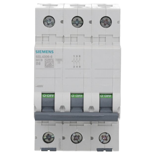 Siemens 5SL4306-6 Leitungsschutzschalter 400V 10kA 3-polig B 6A