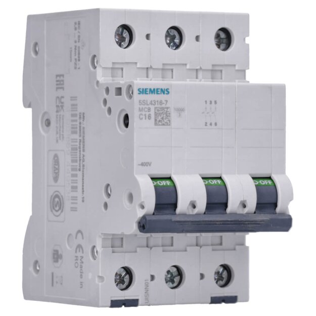 Siemens 5SL4316-7 Leitungsschutzschalter 400V 10kA 3-polig C 16A