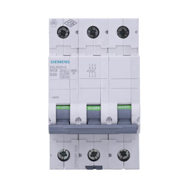Siemens 5SL6320-6 Leitungsschutzschalter 400V 6kA 3-polig B 20A