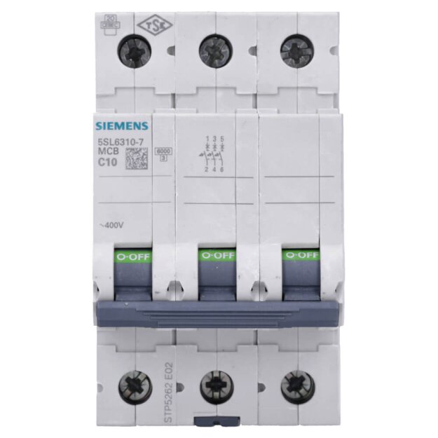 Siemens 5SL6310-7 Leitungsschutzschalter 400V 6kA 3-polig C 10A