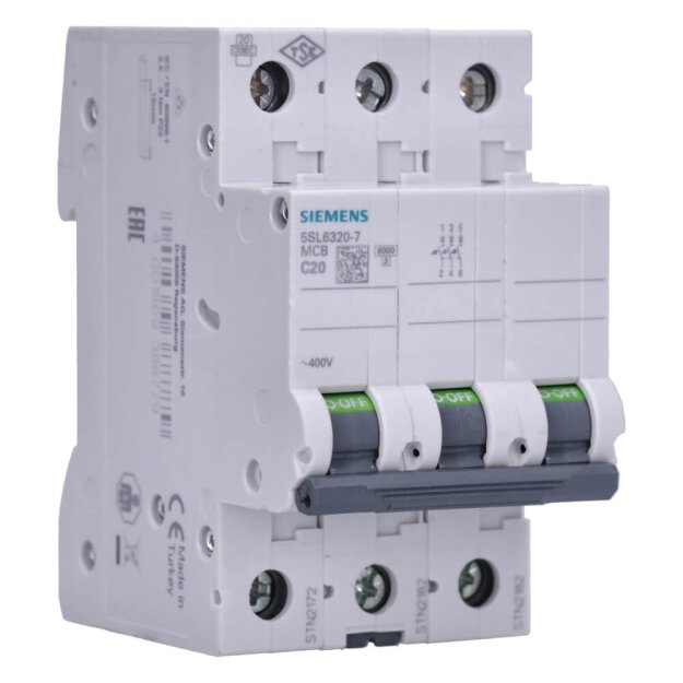 Siemens 5SL6320-7 Leitungsschutzschalter 400V 6kA 3-polig C 20A