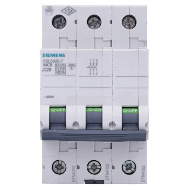 Siemens 5SL6325-7 Leitungsschutzschalter 400V 6kA 3-polig C 25A